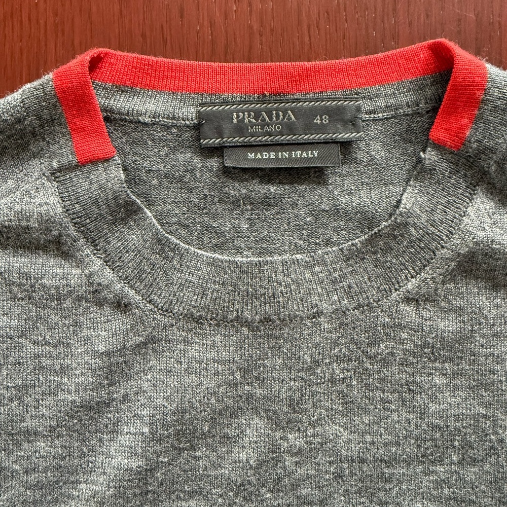 RARE - PRADA Gray Superfine wool Crewneck Sweater - IT48 , US Small